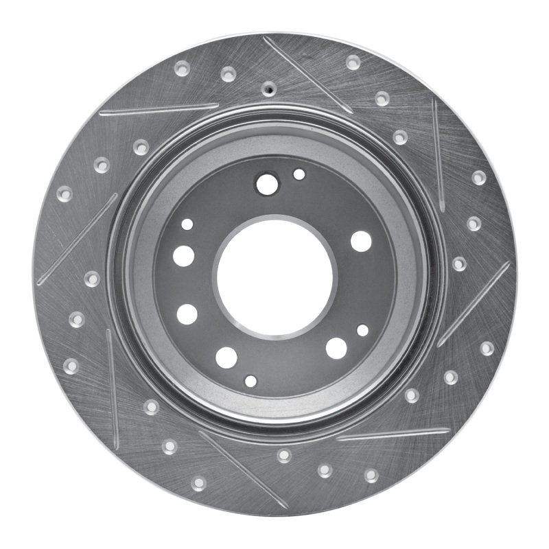 Acura RL Brake Rotor (1) - Rear Left - R1 Concepts - Drilled & Slotted - Silver - `99-`01
